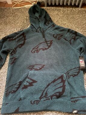 NFL Philadelphia Eagles Dark Green & Black Fleece Crewneck Hoodie
